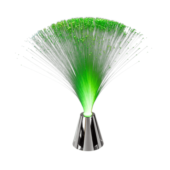 Hovedbilde Fiberlampe med farget lys med chromfarget base. ...