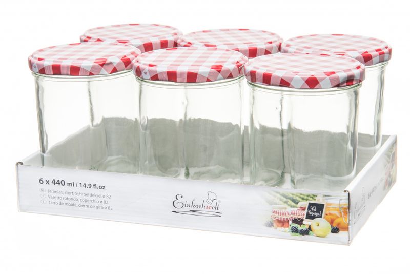 Glasskrukke for mat 6pk, 440ml