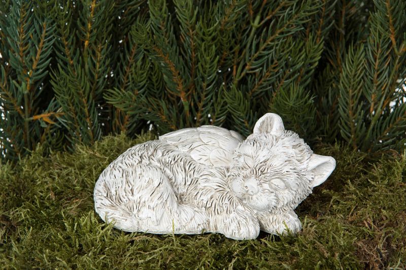 Engel hund på pinne poly 13.5x10.5x8cm