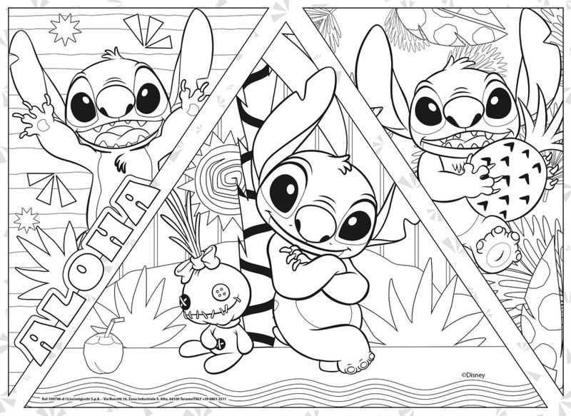 Stitch 2 i 1 puslespill 4x48 brikker 35x25cm