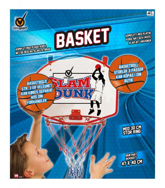 Basket sett med stor ring 30cm, ball str. 3