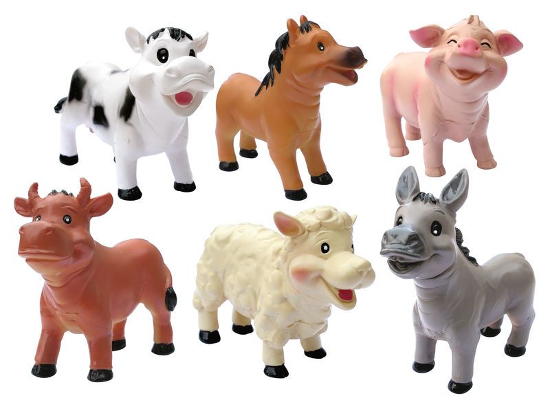 Bondegårdsdyr i myk plast, 6pk