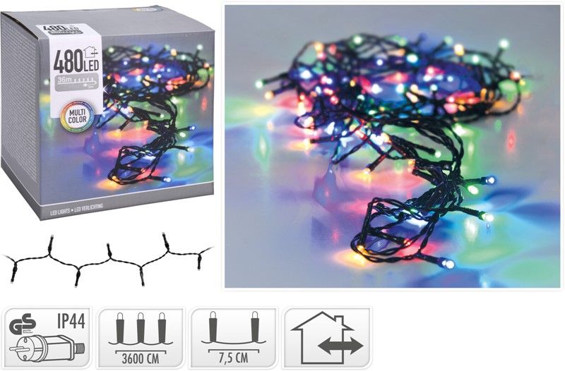 Lyslenke LED 480lys multicolour, 36m