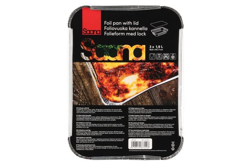 Aluminiumsform med lokk 3pk 1,9L 