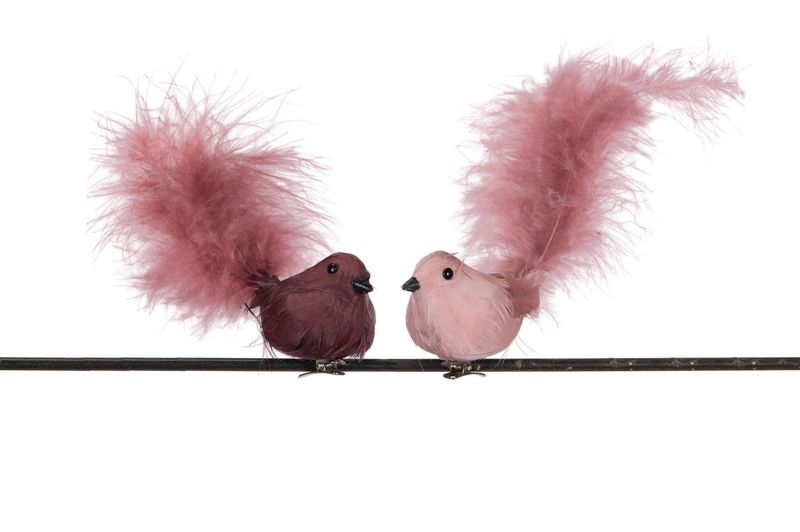 Fugl med klype12cm 2ass rosa