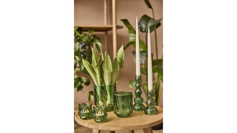 Lysglass tulipan grønn 7.5cm