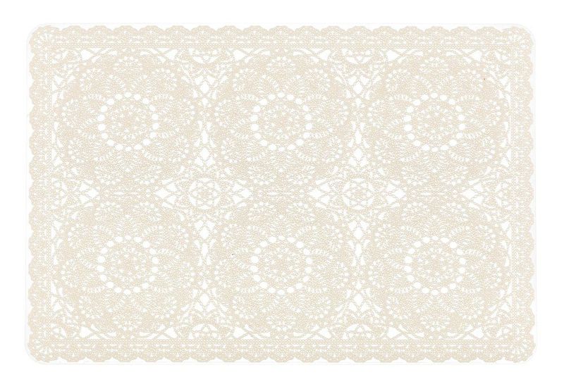 Bordbrikke plast med blondemønster beige 30x45cm