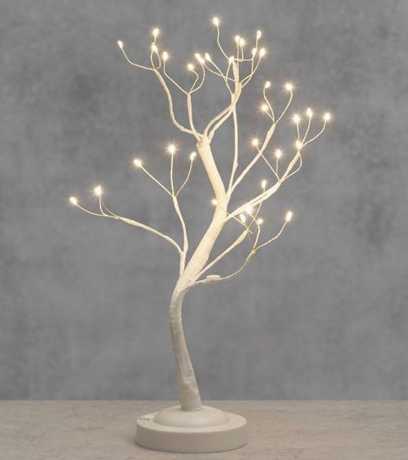 Hovedbilde Tre hvit med LED-lys H:43cm