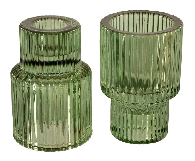 Glasslysestake kronelys/telys grønn