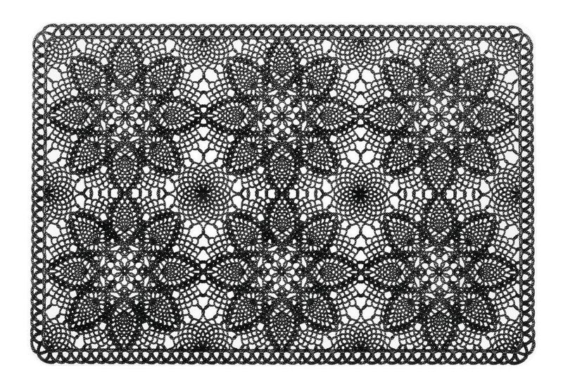 Bordbrikke plast med blondemønster sort 30x45cm