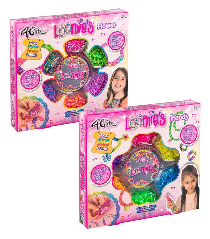 Loombands med 1500+ strikk med tilbehør