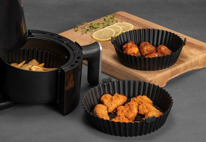 Hovedbilde Silikonskål for Air Fryer sort Ø: 21cm