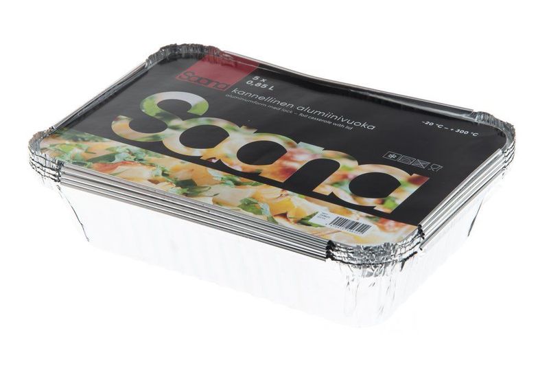 Aluminiumsformer med lokk 0.85L 5pk