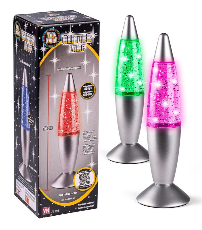Lampe med glitter 19cm