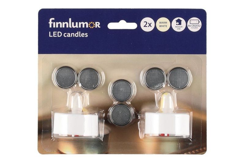 Telys hvit led 2pk