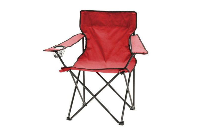 Campingstol sammenleggbar med koppholder i armlenet