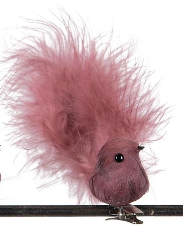 Fugl med klype 2ass rosa