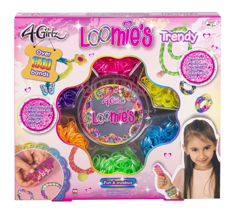 Loombands med 1500+ strikk med tilbehør