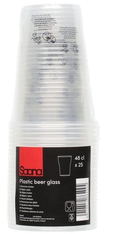 Ølglass engangs 480ml, 25stk